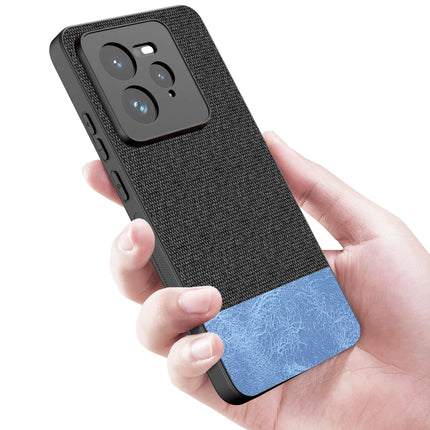 Mobizang Soft Fabric & Leather Hybrid Protective Back Cover for Realme GT 7 PRO | Shockproof Slim Hard Anti Slip Back Case (Black,Blue)
