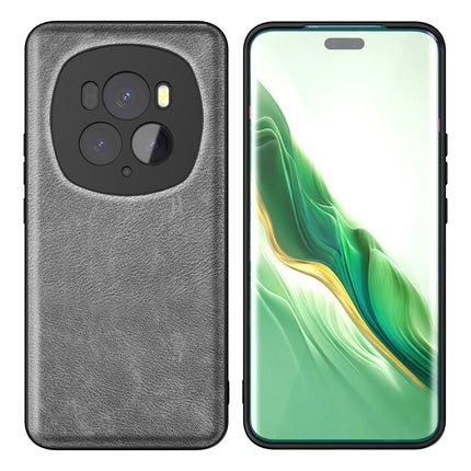 Mobizang Tux Leather Back Cover for Honor Magic 6 PRO | Slim Shockproof Camera Protection Bumper Case (Grey)