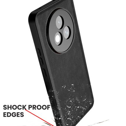 Mobizang Tux Leather Back Cover for Realme P3 PRO 5G | Slim Shockproof Camera Protection Bumper Case (Black)