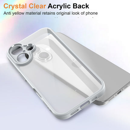 Mobizang Hawkeye Clear Back Cover for Apple iPhone 16 | Camera Lens Protector Shockproof Slim Clear Case Cover (Grey Sides)