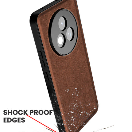 Mobizang Tux Leather Back Cover for Realme P3 PRO 5G | Slim Shockproof Camera Protection Bumper Case (Brown)