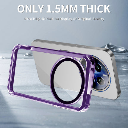 Kapa Warrior Acrylic Clear Back Cover For Realme 12 Plus | Slim Shockproof [Military Grade Protection] Hybrid Bumper Case (Purple Sides)