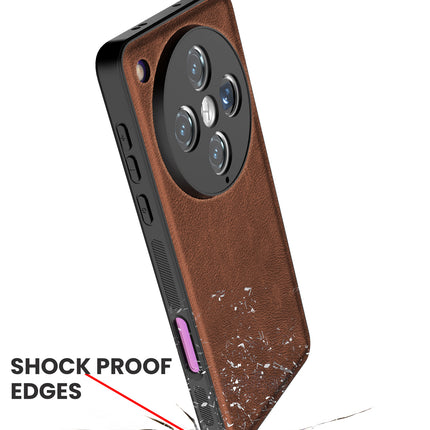 Mobizang Tux Leather Back Cover for Oppo Find X8 Pro | Slim Shockproof Camera Protection Bumper Case (Brown)