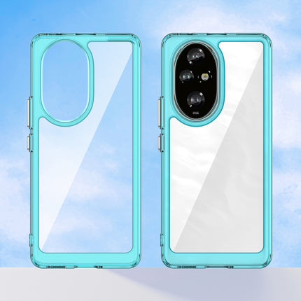 Mobizang Unicorn Acrylic Clear Back Cover For Honor 200 Pro (5G) | Slim Shockproof [Military Grade Protection] Hybrid Bumper Case (Blue Sides)