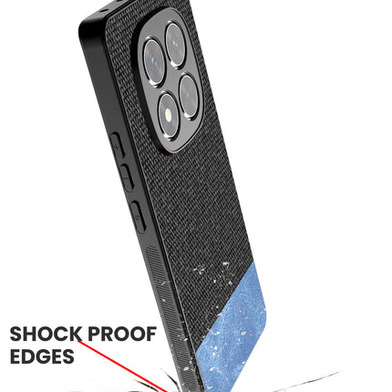 Mobizang Soft Fabric & Leather Hybrid Protective Back Cover for Redmi Note 14 Pro Plus | Shockproof Slim Hard Anti Slip Back Case (Black,Blue)