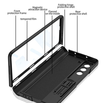 Mobizang Magnetic Hinge With Inbuilt Stand Case for Samsung Galaxy Z Fold 5 | Shockproof Stand Hybrid Bumper Back Cover (Black)
