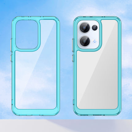 Mobizang Unicorn Acrylic Clear Back Cover For Oppo Reno 13 5G | Slim Shockproof [Military Grade Protection] Hybrid Bumper Case (Blue Sides)