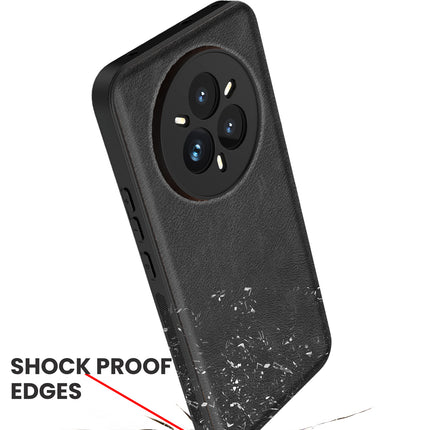 Mobizang Tux Leather Back Cover for Realme 14 Pro 5G | Slim Shockproof Camera Protection Bumper Case (Black)