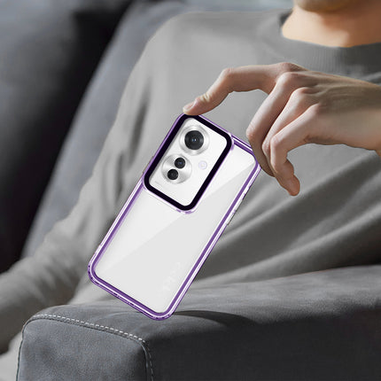 Kapa Warrior Acrylic Clear Back Cover For Oppo F25 Pro (5G) | Slim Shockproof [Military Grade Protection] Hybrid Bumper Case (Purple Sides)