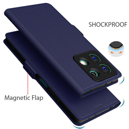 Mobizang Noble Slim Magnetic Leather Flip Case Cover for Redmi Note 13 (5G) | Card Holder Stand Flip Wallet Case (Blue)