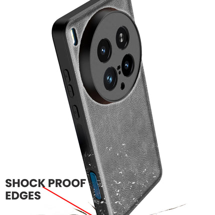 Mobizang Tux Leather Back Cover for Vivo X200 Ultra | Slim Shockproof Camera Protection Bumper Case (Grey)