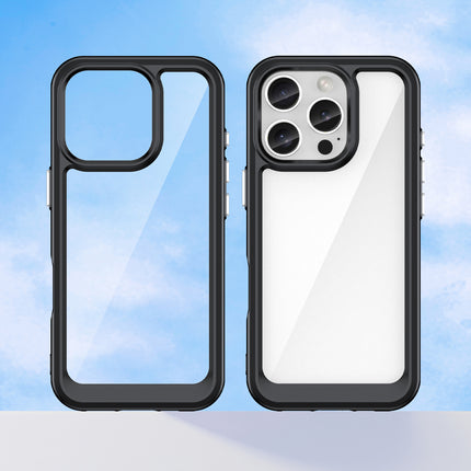 Mobizang Unicorn Acrylic Clear Back Cover For Apple iPhone 16 Pro | Slim Shockproof [Military Grade Protection] Hybrid Bumper Case (Black Sides)