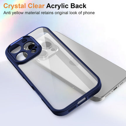 Mobizang Hawkeye Clear Back Cover for Apple iPhone 16 Pro | Camera Lens Protector Shockproof Slim Clear Case Cover (Blue Sides)