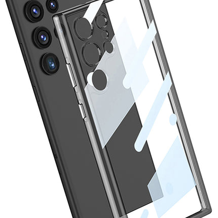 Mobizang Clear Airbag Back Case for Samsung Galaxy S25 Ultra | Transparent Shockproof Slim Hard PC Shell Protective Cover (Black)