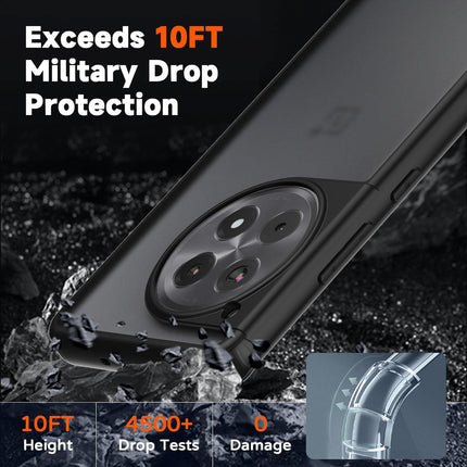 Mobizang Shield Frosted Acrylic Back Shock Proof Case Cover for Oneplus 12R (Black)