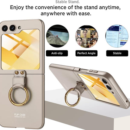 Mobizang Ultra Thin PC Ring Back Case for Samsung Galaxy Flip6 / Z Flip 6 | Shockproof Slim Hard Protective Cover (Titanium)