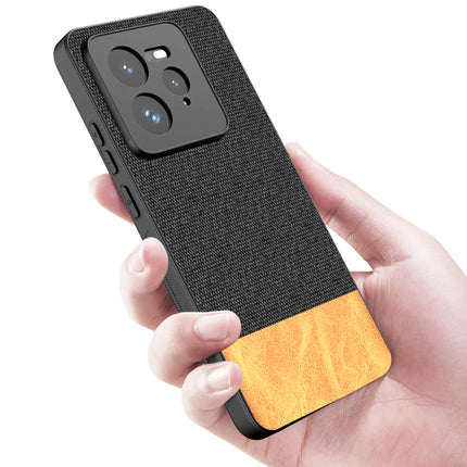 Mobizang Soft Fabric & Leather Hybrid Protective Back Cover for Realme GT 7 PRO | Shockproof Slim Hard Anti Slip Back Case (Black,Brown)