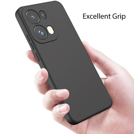 Mobizang Matte Protective Lens Flexible Back Cover for Oppo Reno 13 Pro | Slim Silicone with Soft Lining Shockproof Full Body Bumper Case (Black)