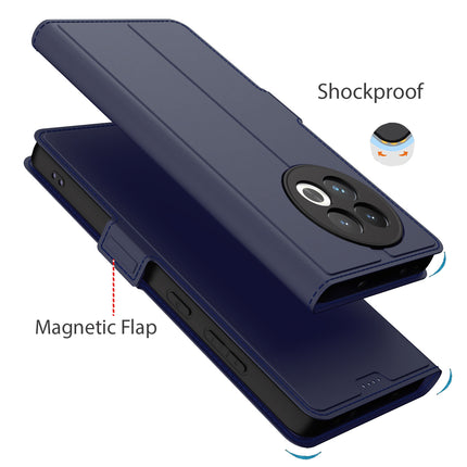 Mobizang Noble Slim Magnetic Leather Flip Case Cover for OnePlus 13R | Card Holder Stand Flip Wallet Case (Blue)