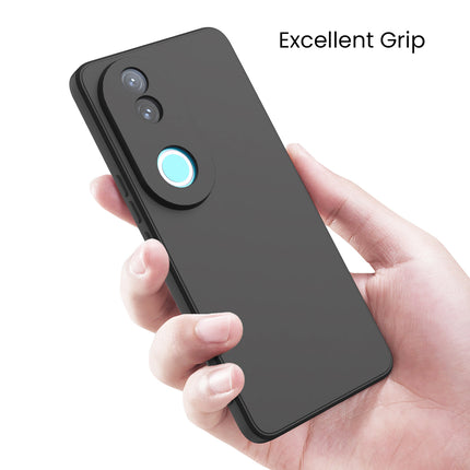 Mobizang Matte Protective Lens Flexible Back Cover for Vivo V50 / V50E 5G | Slim Silicone with Soft Lining Shockproof Full Body Bumper Case (Black)