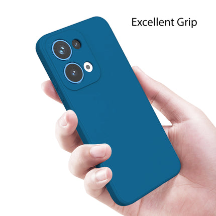 Mobizang Matte Protective Lens Flexible Back Cover for Oppo Reno 13 5G | Slim Silicone with Soft Lining Shockproof Full Body Bumper Case (Blue)