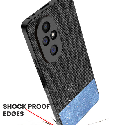 Mobizang Soft Fabric & Leather Hybrid Protective Back Cover for Honor 200 Pro (5G) | Shockproof Slim Hard Anti Slip Back Case (Black,Blue)