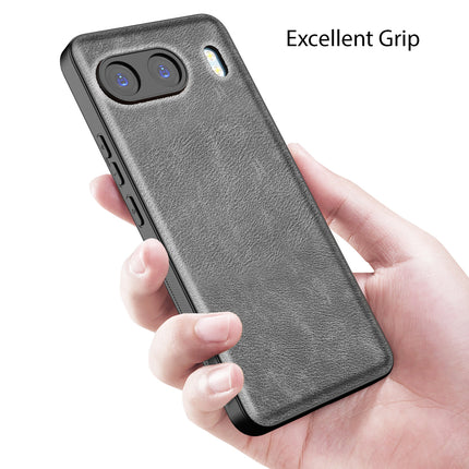 Mobizang Tux Leather Back Cover for OnePlus Nord 4 | Slim Shockproof Camera Protection Bumper Case (Grey)