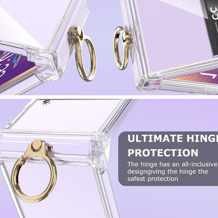 Mobizang Clear Airbag Ring Back Case for Samsung Galaxy Flip6 / Z Flip 6 | Transparent Shockproof Slim Hard Protective Cover (Clear)