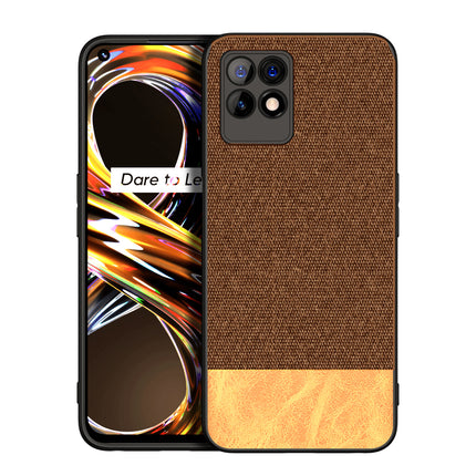 Kapa Soft Fabric & Leather Hybrid Protective Back Cover for Realme 8i | Shockproof Slim Hard Anti Slip Back Case (Brown)