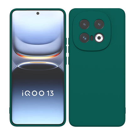 Mobizang Matte Protective Lens Flexible Back Cover for Iqoo 13 (5G) | Slim Silicone with Soft Lining Shockproof Full Body Bumper Case (Green)