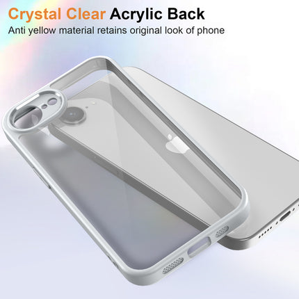 Mobizang Hawkeye Clear Back Cover for Apple iPhone 16E | Camera Lens Protector Shockproof Slim Clear Case Cover (Grey Sides)