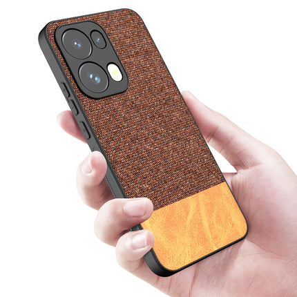Mobizang Soft Fabric & Leather Hybrid Protective Back Cover for Oppo Reno 13 Pro | Shockproof Slim Hard Anti Slip Back Case (Brown)