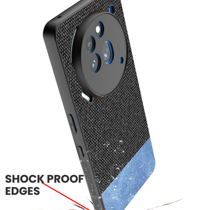 Mobizang Soft Fabric & Leather Hybrid Protective Back Cover for Nothing Phone 3A Pro | Shockproof Slim Hard Anti Slip Back Case (Black,Blue)