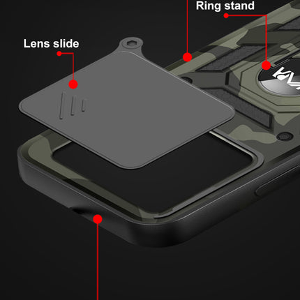 Mobizang Tank Back Cover for Redmi Note 14 (5G) | Inbuilt Ring + Slider Shockproof Lens Protection Bumper Back Case (Black)