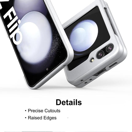 Mobizang Ultra Thin Back Case for Samsung Galaxy Flip6 / Z Flip 6 | With [Inbuilt Glass]  Full Body Protection Hard Back Cover (Silver)
