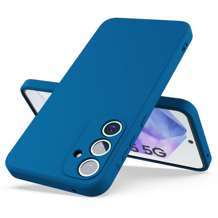 Mobizang Matte Protective Lens Flexible Back Cover for Samsung Galaxy A35 (5G) | Slim Silicone with Soft Lining Shockproof Full Body Bumper Case (Blue)