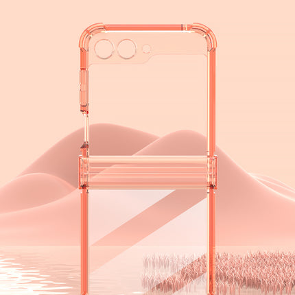 Mobizang Clear Airbag with Hinge Protection Back Case for Samsung Galaxy Flip6 / Z Flip 6 | Transparent Shockproof Slim Hard Protective Cover (Orange)