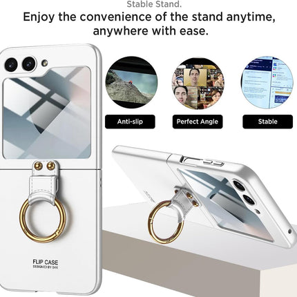 Mobizang Ultra Thin PC Ring Back Case for Samsung Galaxy Flip6 / Z Flip 6 | Shockproof Slim Hard Protective Cover (Silver)