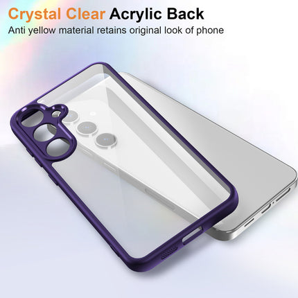 Mobizang Hawkeye Clear Back Cover for Samsung Galaxy S25 | Camera Lens Protector Shockproof Slim Clear Case Cover (Purple Sides)