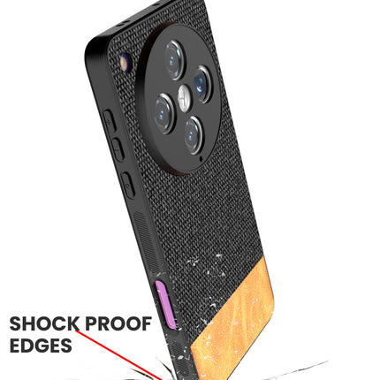 Mobizang Soft Fabric & Leather Hybrid Protective Back Cover for Oppo Find X8 Pro | Shockproof Slim Hard Anti Slip Back Case (Black,Brown)