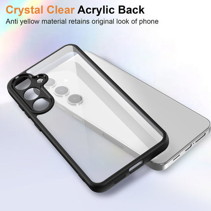 Mobizang Hawkeye Clear Back Cover for Samsung Galaxy S25 | Camera Lens Protector Shockproof Slim Clear Case Cover (Black Sides)