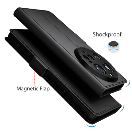 Mobizang Noble Slim Magnetic Leather Flip Case Cover for Xiaomi 15 Ultra | Card Holder Stand Flip Wallet Case (Black)