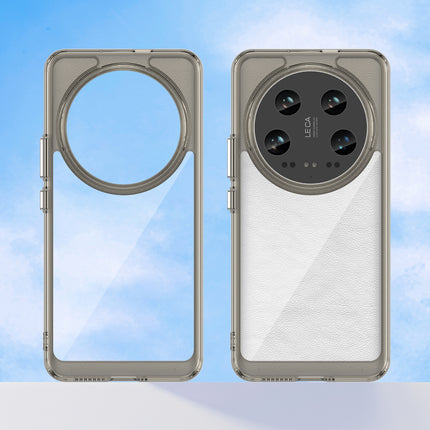 Mobizang Unicorn Acrylic Clear Back Cover For Xiaomi 14 ULTRA (5G) | Slim Shockproof [Military Grade Protection] Hybrid Bumper Case (Grey Sides)