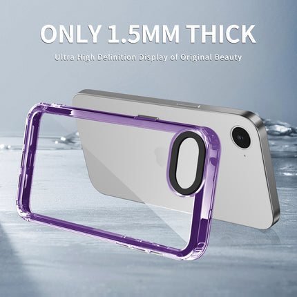 Mobizang Warrior Acrylic Clear Back Cover For Apple iPhone 16E | Slim Shockproof [Military Grade Protection] Hybrid Bumper Case (Purple Sides)