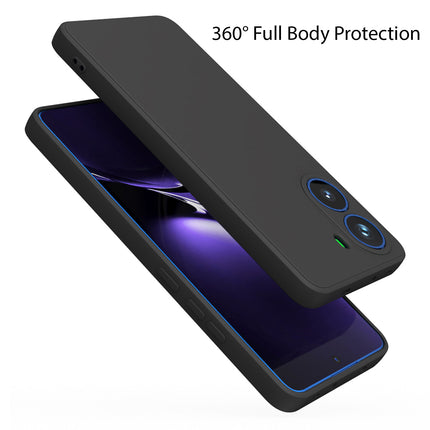 Mobizang Matte Protective Lens Flexible Back Cover for Poco X7 Pro 5G | Slim Silicone with Soft Lining Shockproof Full Body Bumper Case (Black)