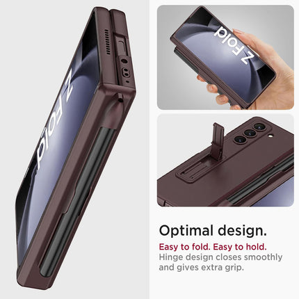Mobizang Magnetic Hinge Case for Samsung Galaxy Z Fold 6 | Inbuilt S-Pen Holder Stand Hybrid Back Cover (Wine Red)