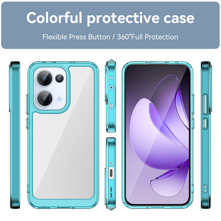 Mobizang Unicorn Acrylic Clear Back Cover For Oppo Reno 13 5G | Slim Shockproof [Military Grade Protection] Hybrid Bumper Case (Blue Sides)