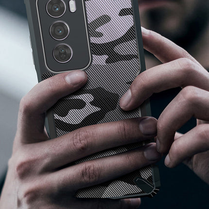 Mobizang Bull Camouflage Back Cover for Oppo Reno 12 (5G) | [Military Grade Protection] Shock Proof Slim Hybrid Bumper Case (Black)