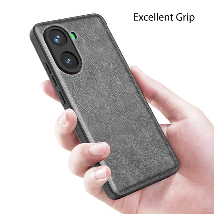 Mobizang Tux Leather Back Cover for Poco X7 Pro 5G | Slim Shockproof Camera Protection Bumper Case (Grey)
