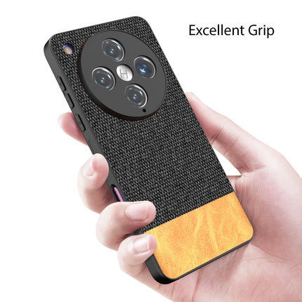 Mobizang Soft Fabric & Leather Hybrid Protective Back Cover for Oppo Find X8 Pro | Shockproof Slim Hard Anti Slip Back Case (Black,Brown)